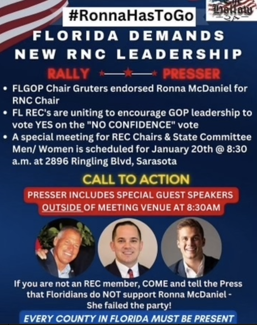 LIVESTREAM 0830 EST: Florida Demands New RNC Leadership Rally/Presser